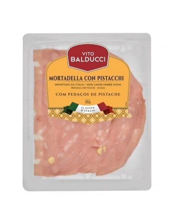 MORTADELA FAT C/PISTACHE 100G VITO BALDUCCI CX/10 PCT