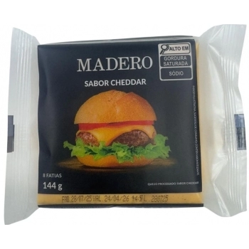 QUEIJO PROCESSADO CHEDDAR FAT 144G MADERO CX/27 PCT