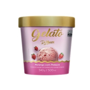 SORVETE MORANGO 340G DE MARCHI CX/12 PT